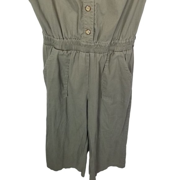 La Petite Francaise Paris Womens 38 (US 6) Olive Green Canvas Cropped Jumpsuit - Picture 3 of 6